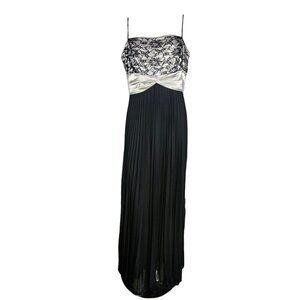 Alex Evenings Dress Womens Size 14 White Black Pleated Chiffon Strapless Long